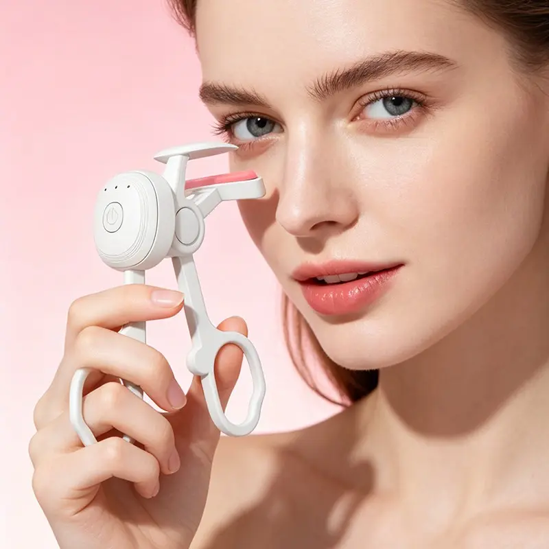 Electric Eyelash Curler, USB Rechargeable, 3-Tier Temperature Control, Portable Makeup Tool for Home and Travel Use