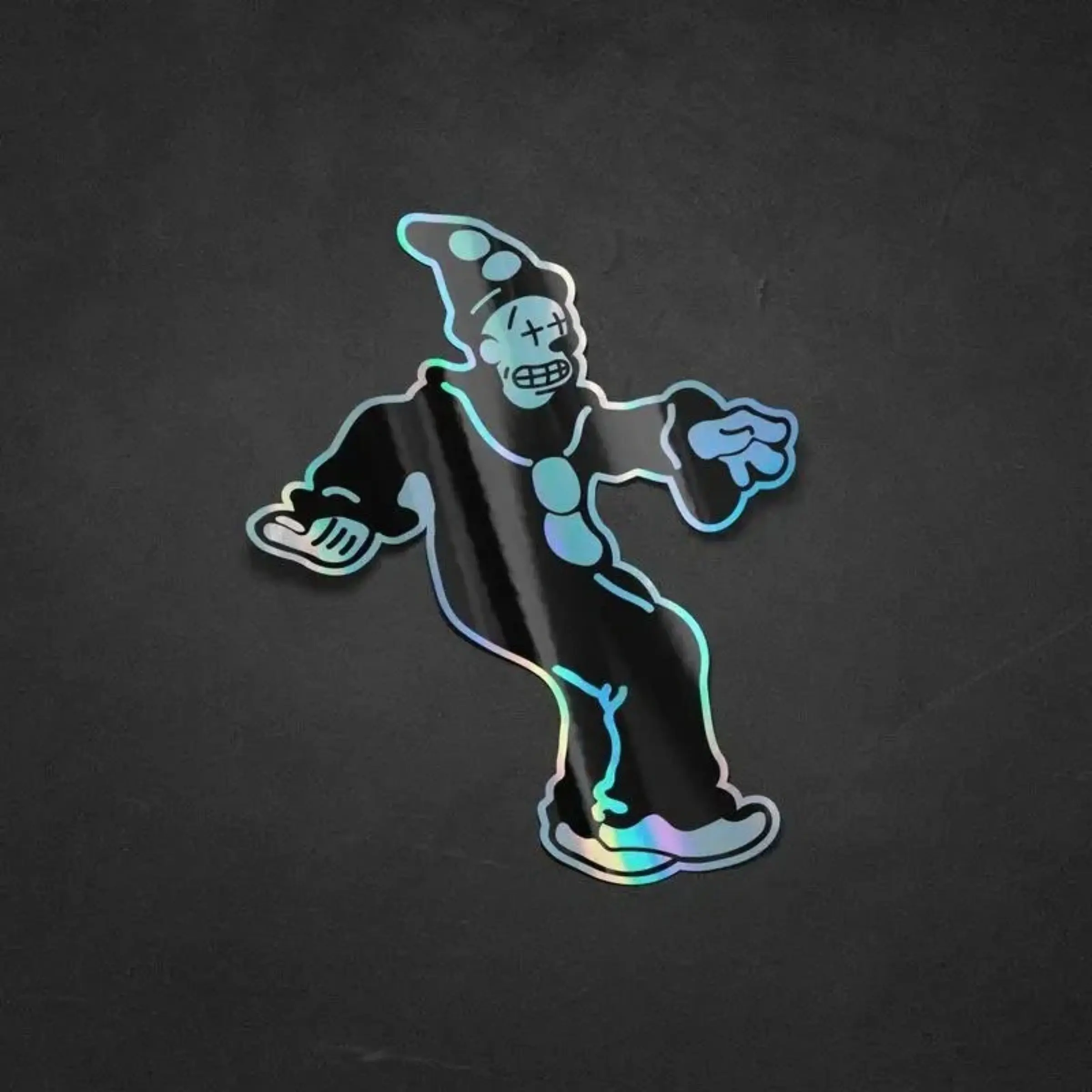 1 piece, ghost man pattern motorcycle sticker, waterproof holographic white vinyl decal, suitable for motorcycles, cars, windows, bumpers, fuel tanks, exterior decorative stickers.