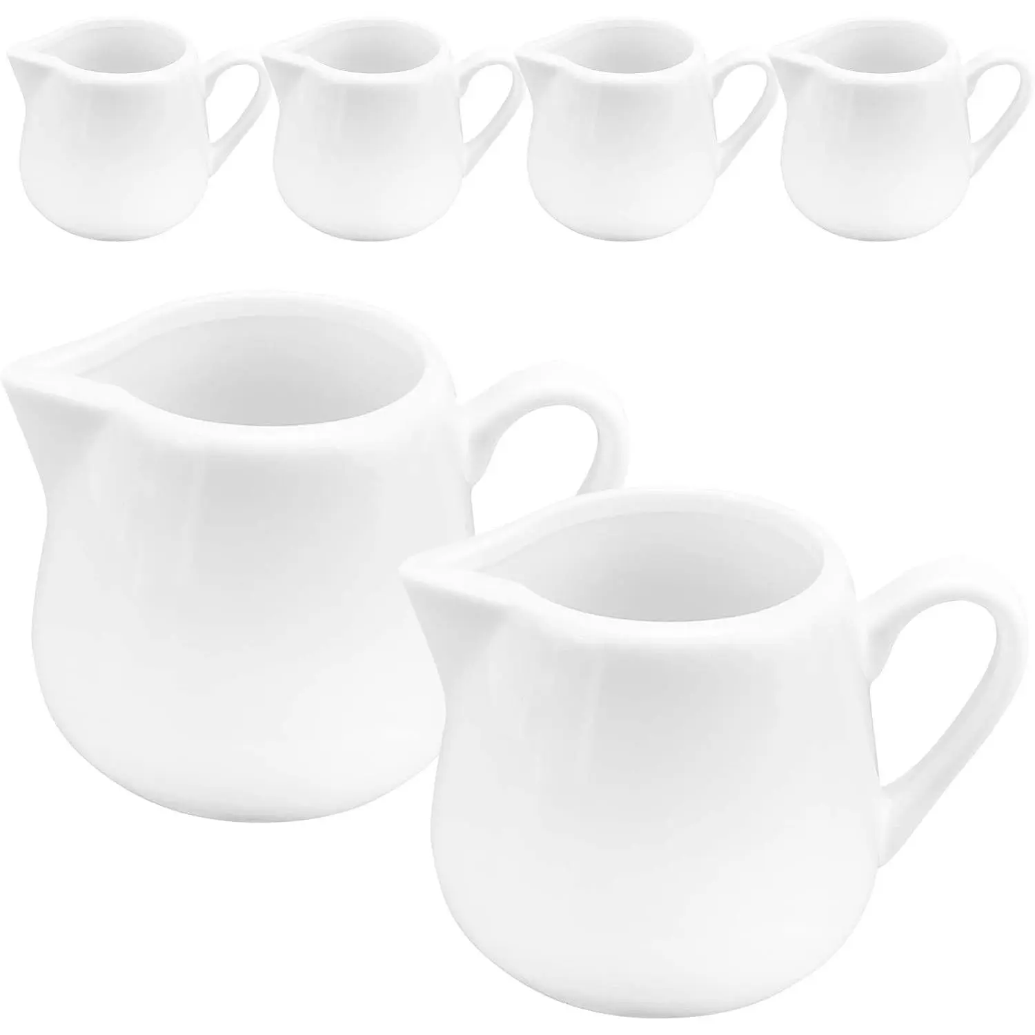 6 Pack 8 oz White Ceramic Creamer Jug with Handle, Small Porcelain Pitcher for Milk, Coffee, Tea, Sauces