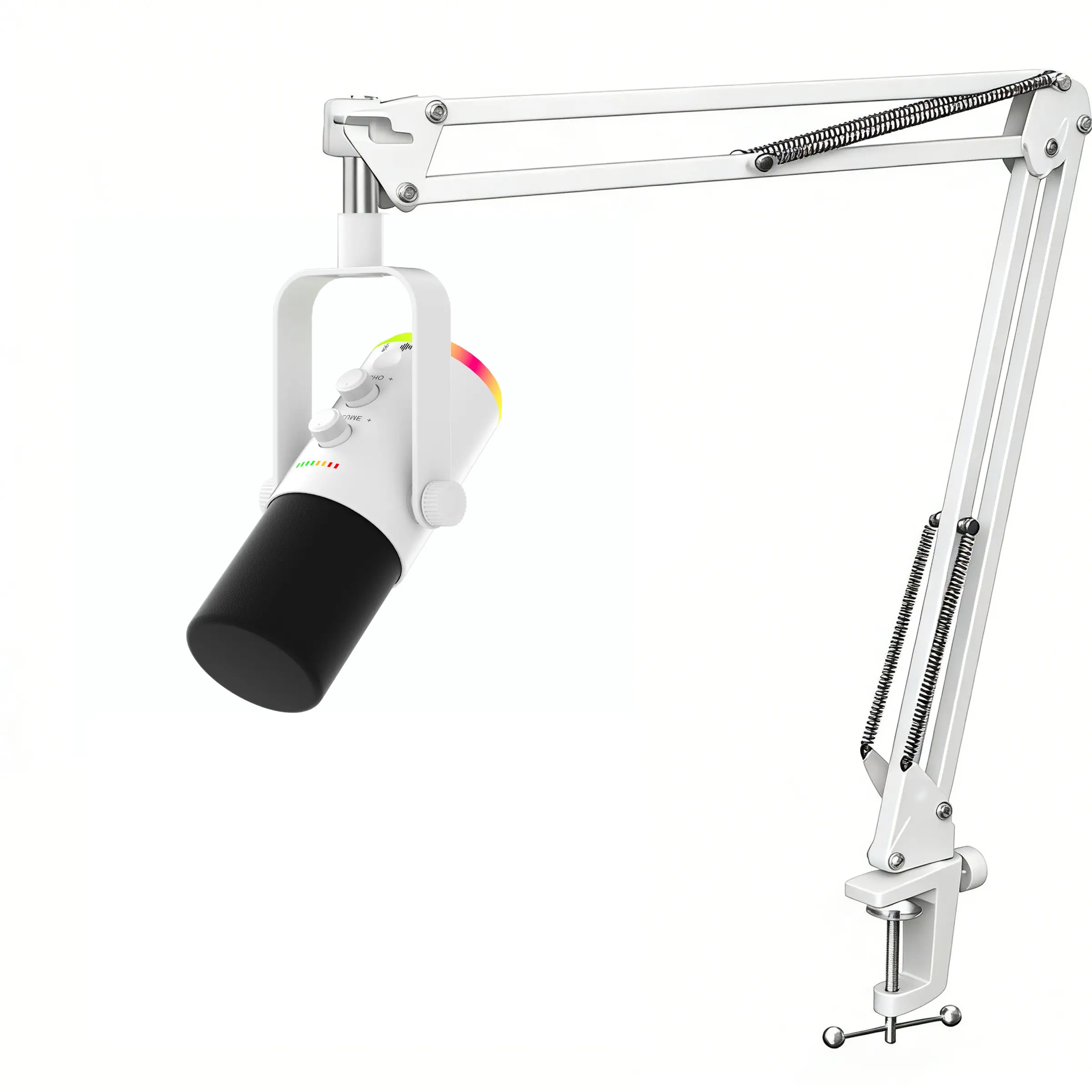 Game microphone kit, USB microphone, computer mic, boom arm, RGB microphone for broadcasters for podcast recording, affordable game microphone kit, game live streaming, content creation, click mute, mixing control, headphone jack