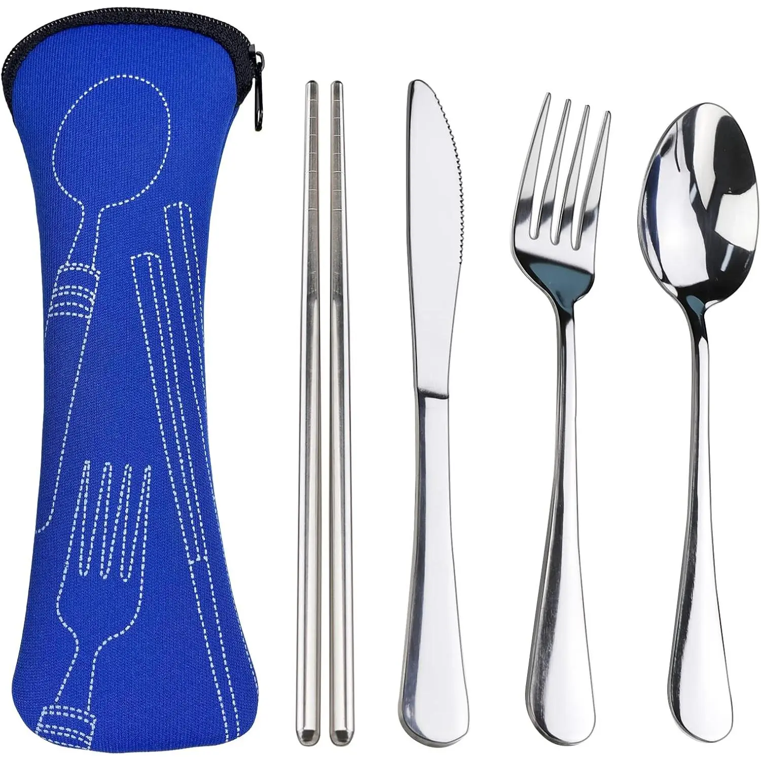 Portable Silverware Set with Case,  Travel Camping Utensils Set,  Stainless Steel Travel Cutlery Set