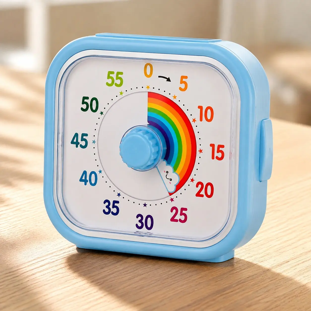 Visual Timer for Kids and Adults, Rainbow Disk 60 Minute Countdown Pomodoro Timer with Pause Function, Silent Time Management Tool, Analog Timer for Classroom, Home, Office (Blue Rainbow)Gift