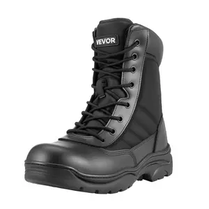 VEVOR Men's Military Tactical Boots, 8 inch Combat Hiking Work Boots, Lightweight Breathable Side Zipper Mens Motorcycle Interceptor Trooper Boot, for Outdoor Security Mountaineering, US Size 9
