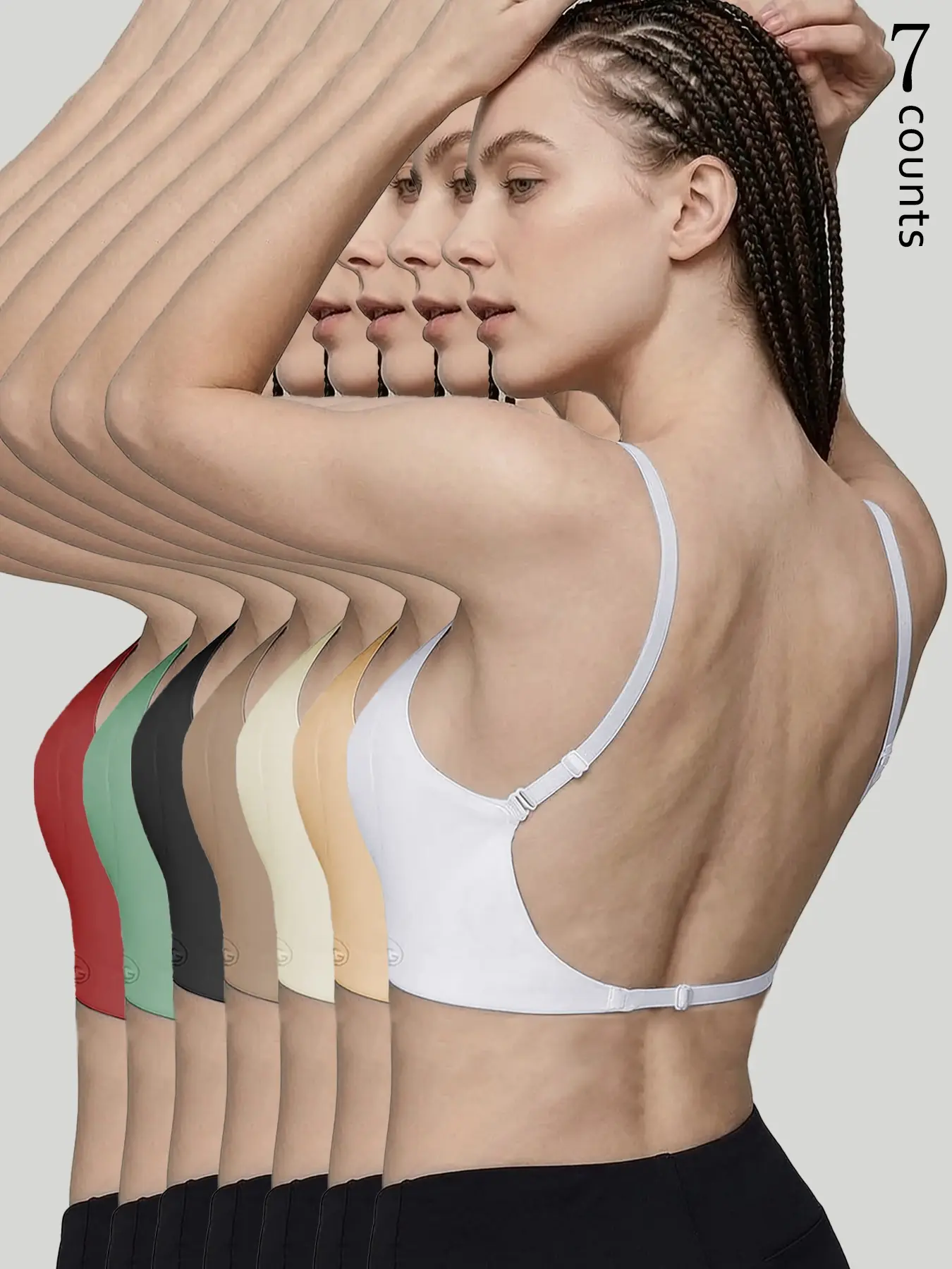 Women's Seamless Backless Bra, Wire-Free Push-Up Bra, Adjustable Straps, Invisible Bra for Wedding Party Dresses, Daily Wear