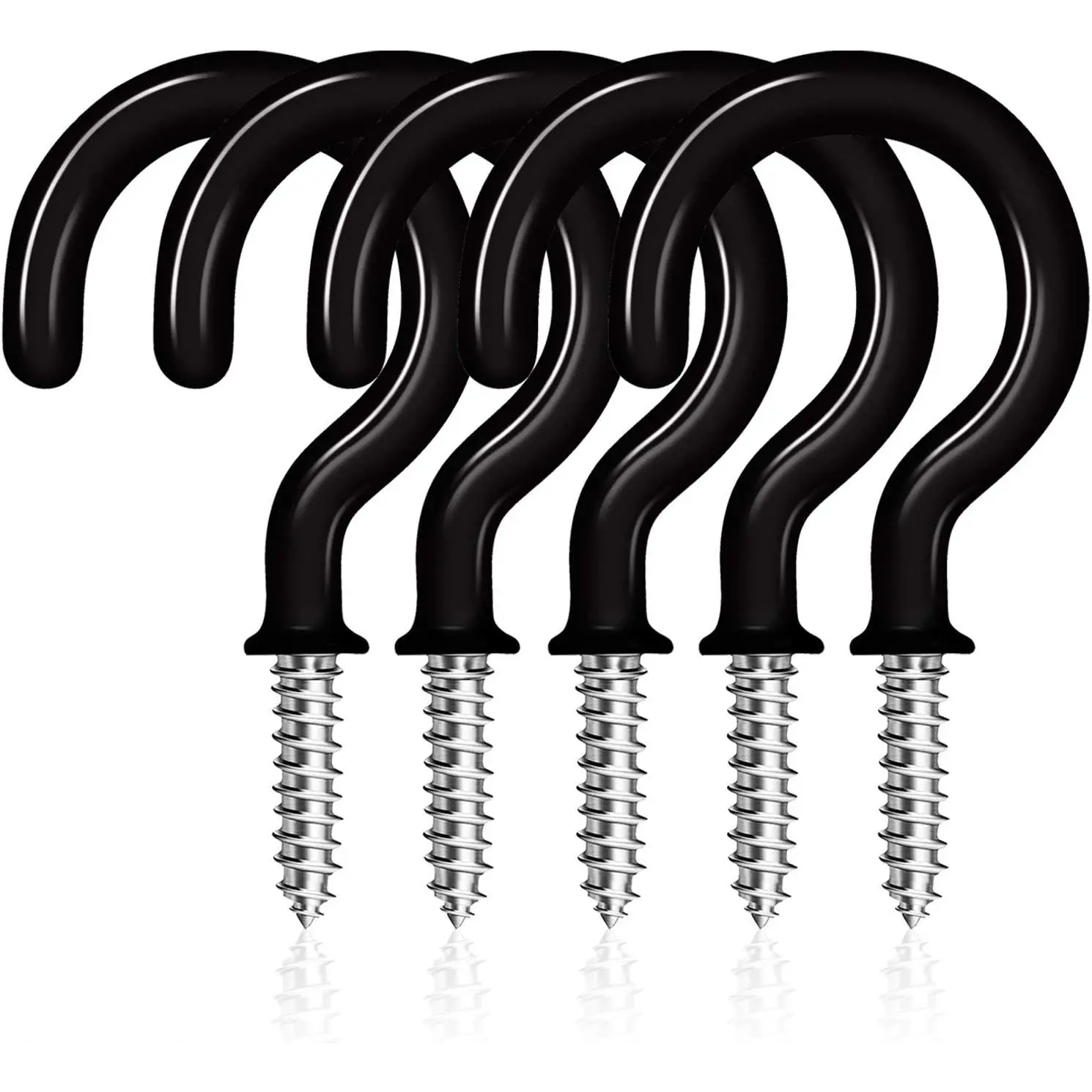 50 count Ceiling Hooks, 1-1/4” Vinyl Coated Hooks for   | Heavy Duty 20lbs, Rustproof Carbon Stee, J Shape Design, Screw-in for Wall/, for Coats, Hats, Bags,