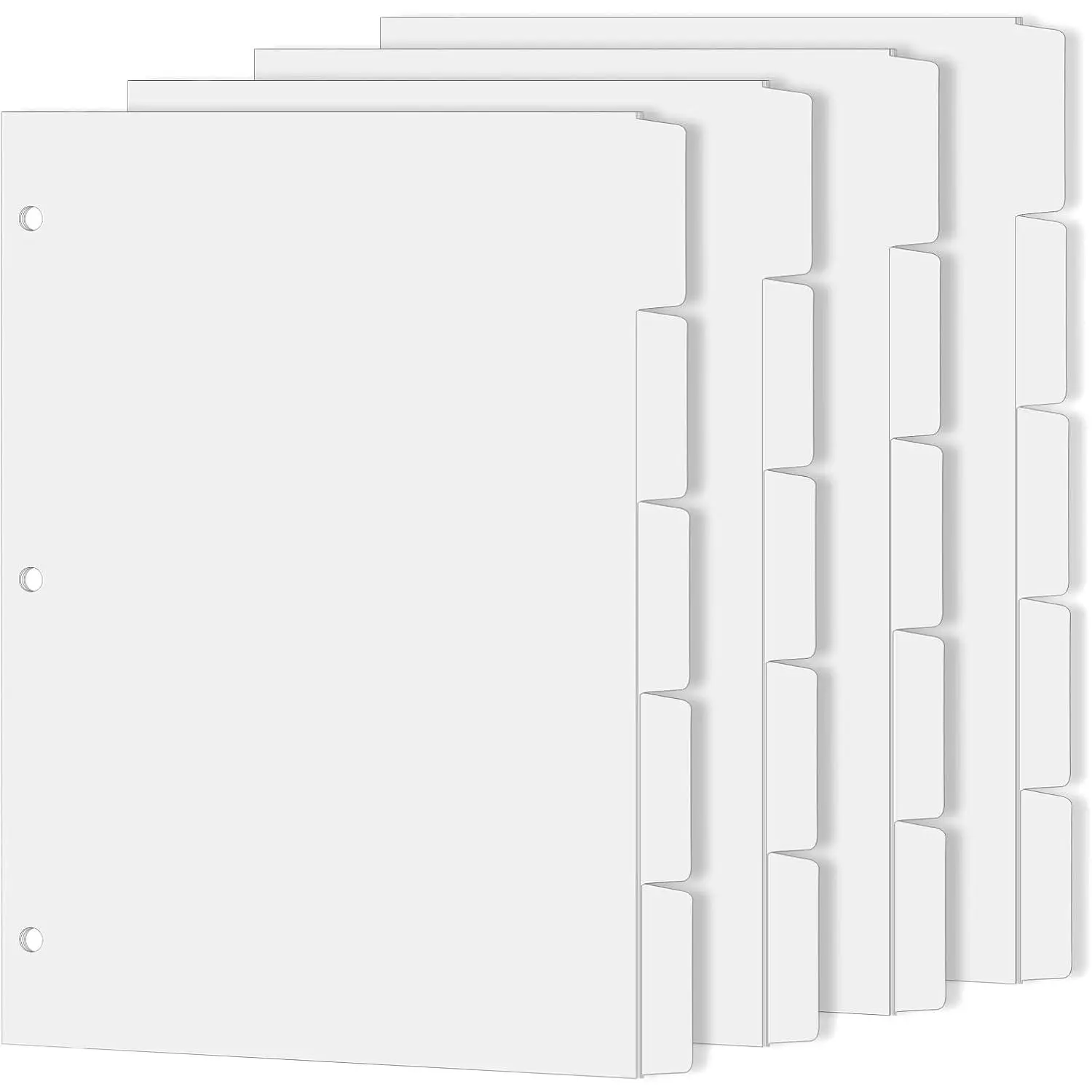 Binder Dividers for 3 Ring Binder, 1/5 Cut Tabs, Letter Size, Blank Write  Page Dividers with 5 Big Tabs for School Office , 4 Sets, 20 Dividers, White