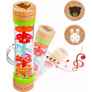 Rainmaker Rain Sticks, Mini Wooden Musical Shake, Beaded Raindrops - Turn Over and Watch The Colorful Beads Flow Down The Tube as It Creates The Soothing Sound of Rainfidget toys