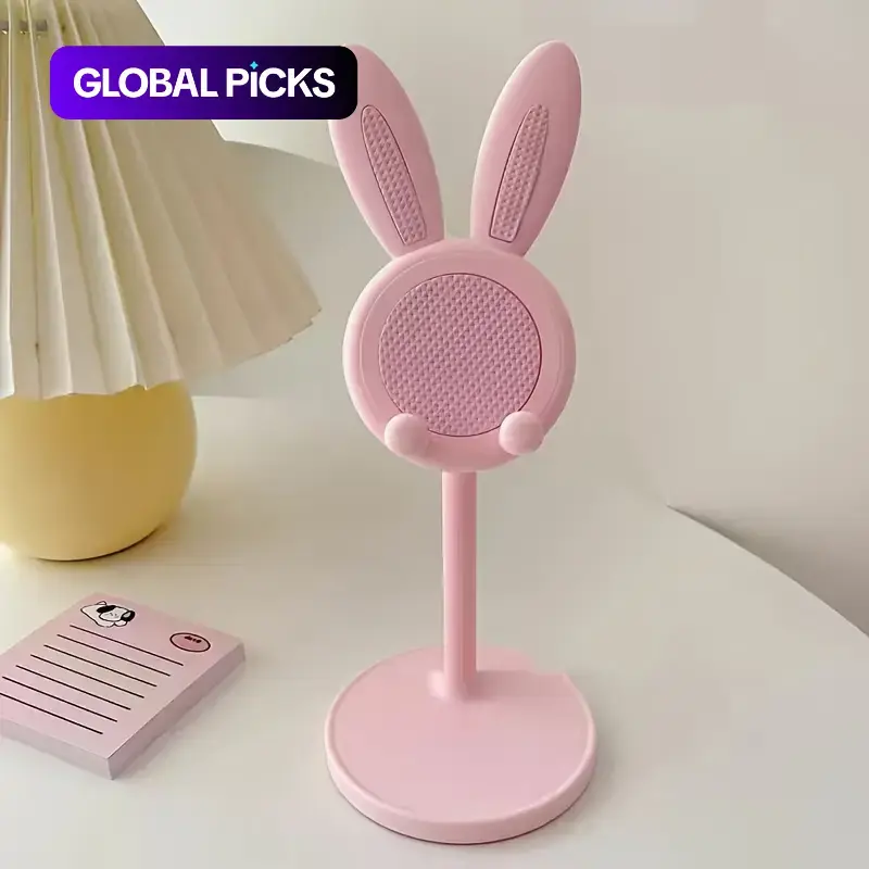 Cute Rabbit Design Phone Holder, Universal Smartphone Holder, Adjustable-Height Phone Stand, Desktop Cellphone Holder Stand for Home Office, Phone Accessories, Cell Phone Mounts, Mobile Mount #GLOBAL PICKS