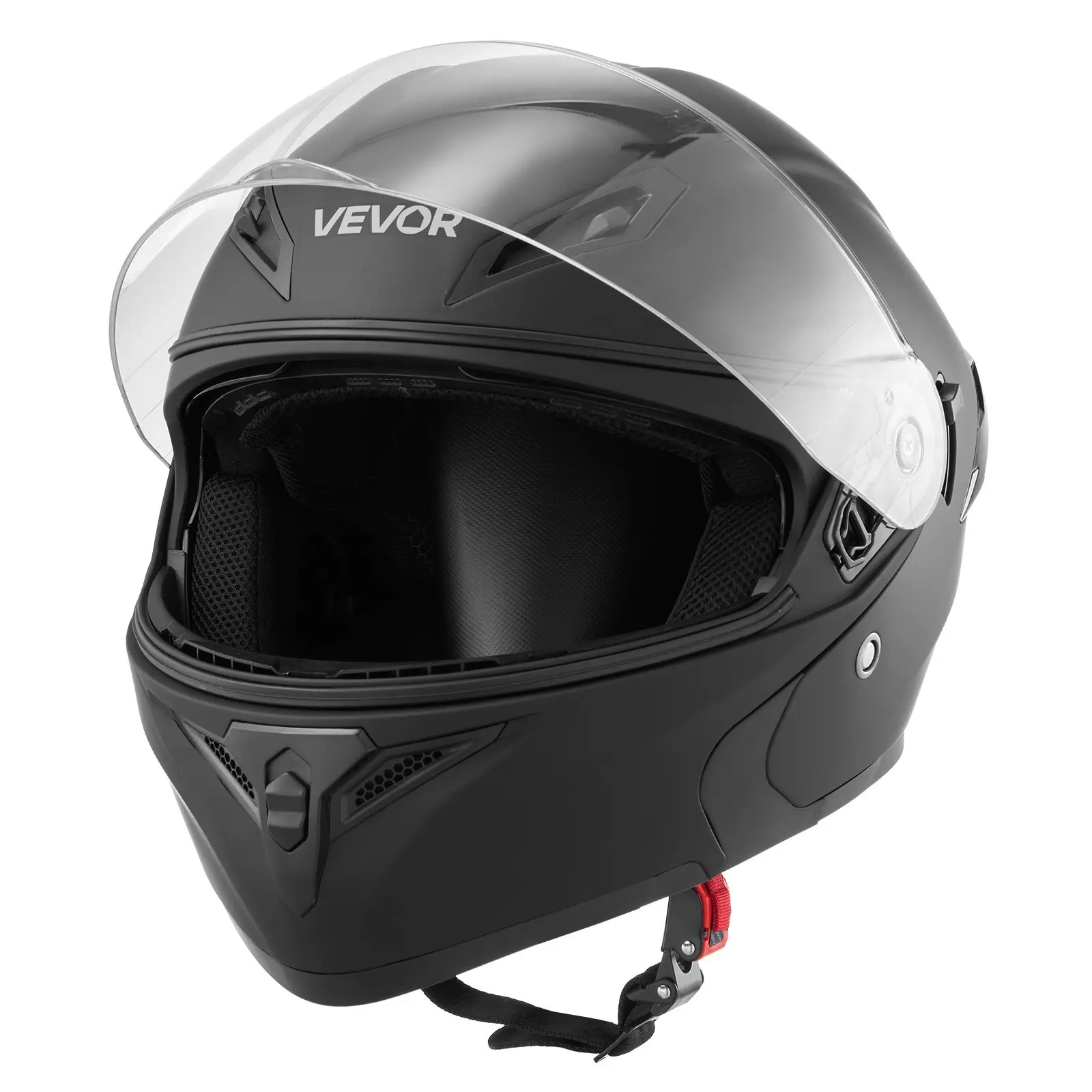 VEVOR Motorcycle Helmet, Modular, Adult Motocross Dirt Bike Helmet with Large Clear Visor, Comfortable Motorbike Racing Street with Detachable Liner for Men Women, DOT Approved, (Matte Black, L)