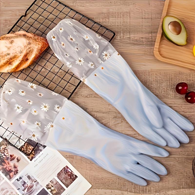 Waterproof Durable Cleaning Gloves, 2 Counts Non-slip Dish Washing Gloves, Multifunctional Household Cleaning Gloves for Kitchen & Bathroom