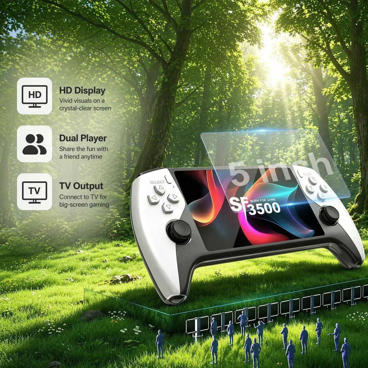 5-Inch SF3500 HD Handheld Video Game Console, Portable Gaming System & Retro Arcade Simulator with Dual-Player Support, TV Output, Audio-Video Playback & Gaming Product, Perfect for Gaming Lovers