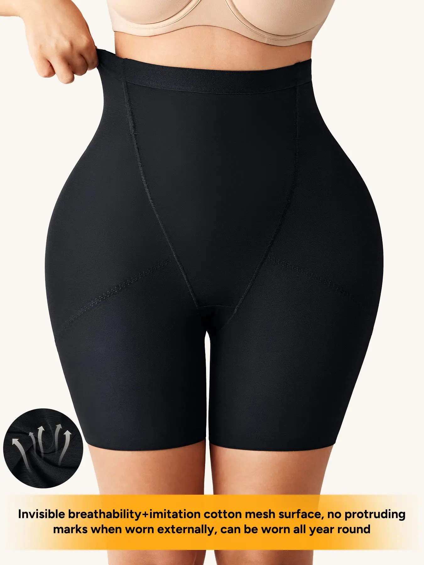 Women's High Waist Tummy Control Shapewear Body Shapers, Invisible Steel Bone Anti-Rolling, Seamless Breathable Four-Way Leg Sculpting Pant