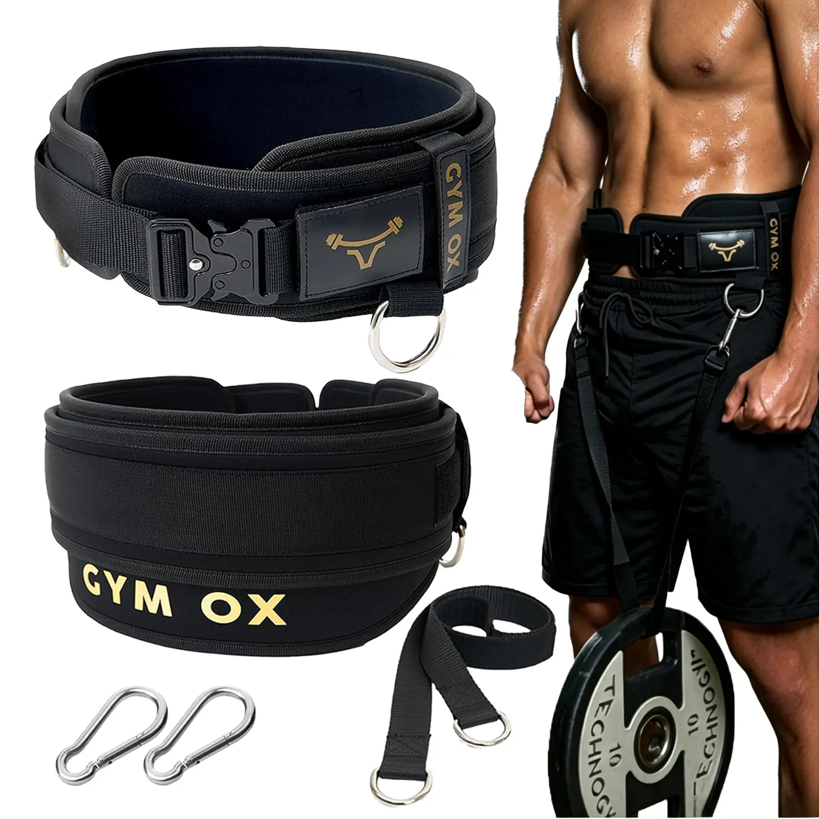 2-in-1 Weightlifting & Dip Belt | Quick-Release Aluminum Buckle | Hybrid Core Support for Squats & Weighted Pull-Ups | Heavy Duty Neoprene Gym Belt