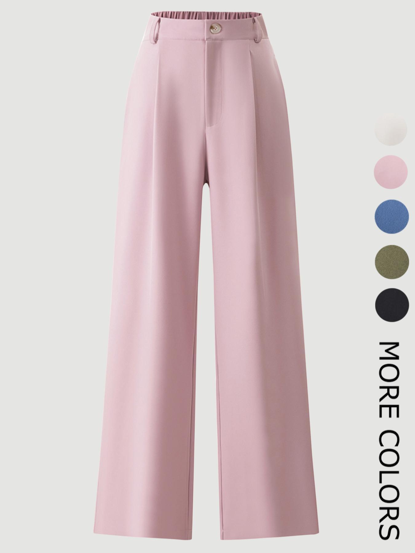 Women's Solid Color Button Fly Pants, Comfy Trousers for Daily Wear, Ladies Bottoms for All Seasons, Baggy Pants, Casual Fit Trousers