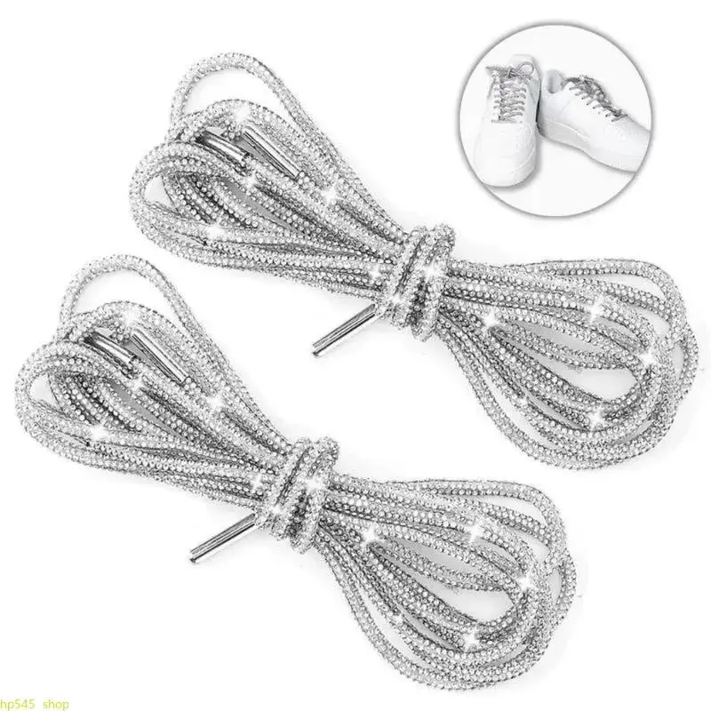 Sparkle Synthetic Glitter Rhinestone Shoelace Rope 2-Pack (47in, 3.5mm Lace Body, 4.2mm Aglets) - Fashion Drawstrings for Footwear, Clothes, DIY Styling Multipurpose Fashion Accessories, Trunks, 3.5 Mm Lace Body homedecor