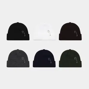 Main Character Energy Grunge Beanie Y2K Viral Knit Hat Baddie Streetwear Essential Safety Pin Detail Effortless Glamour Clean Girl Aesthetic Winter Cap Unisex