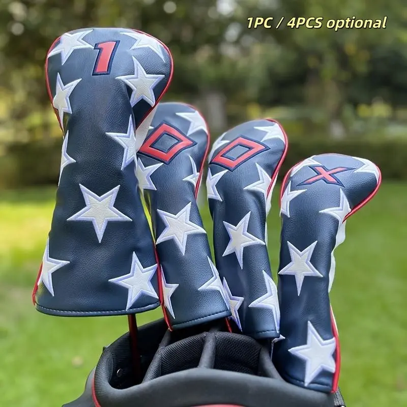 Star Pattern Golf Club Head Cover, Golf Club Head Cover, Golf Accessories for Hybrid Driver Fairway Wood Cover, Golf Equipment, Golf Gifts, Golf Supply