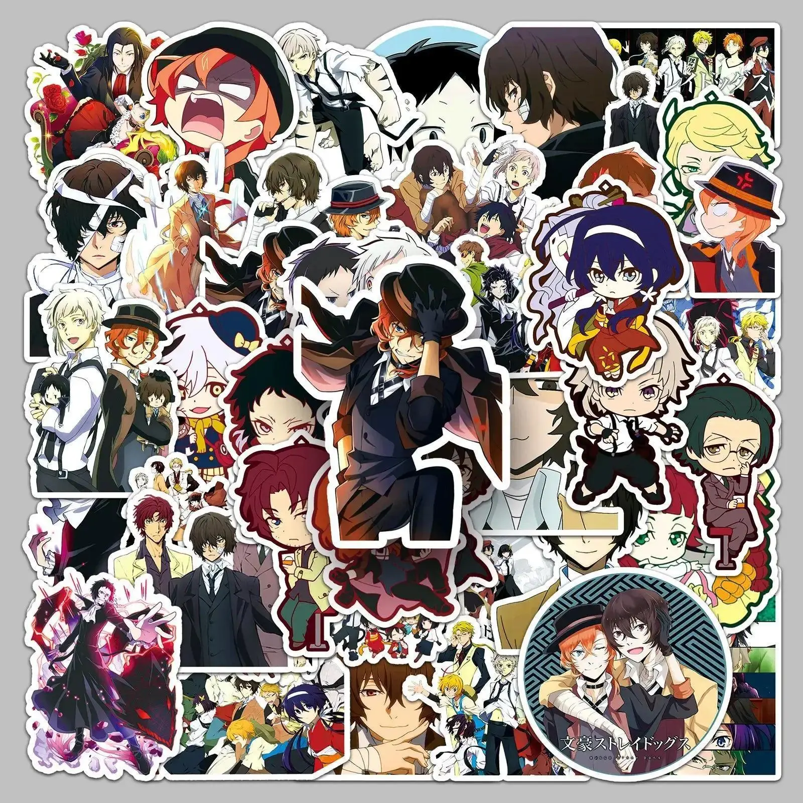 50pcs Anime Bungo Stray Dogs Phone Case Computer Cup Waterproof Decorative Sticker Popular stickers 2026 Hot selling toys