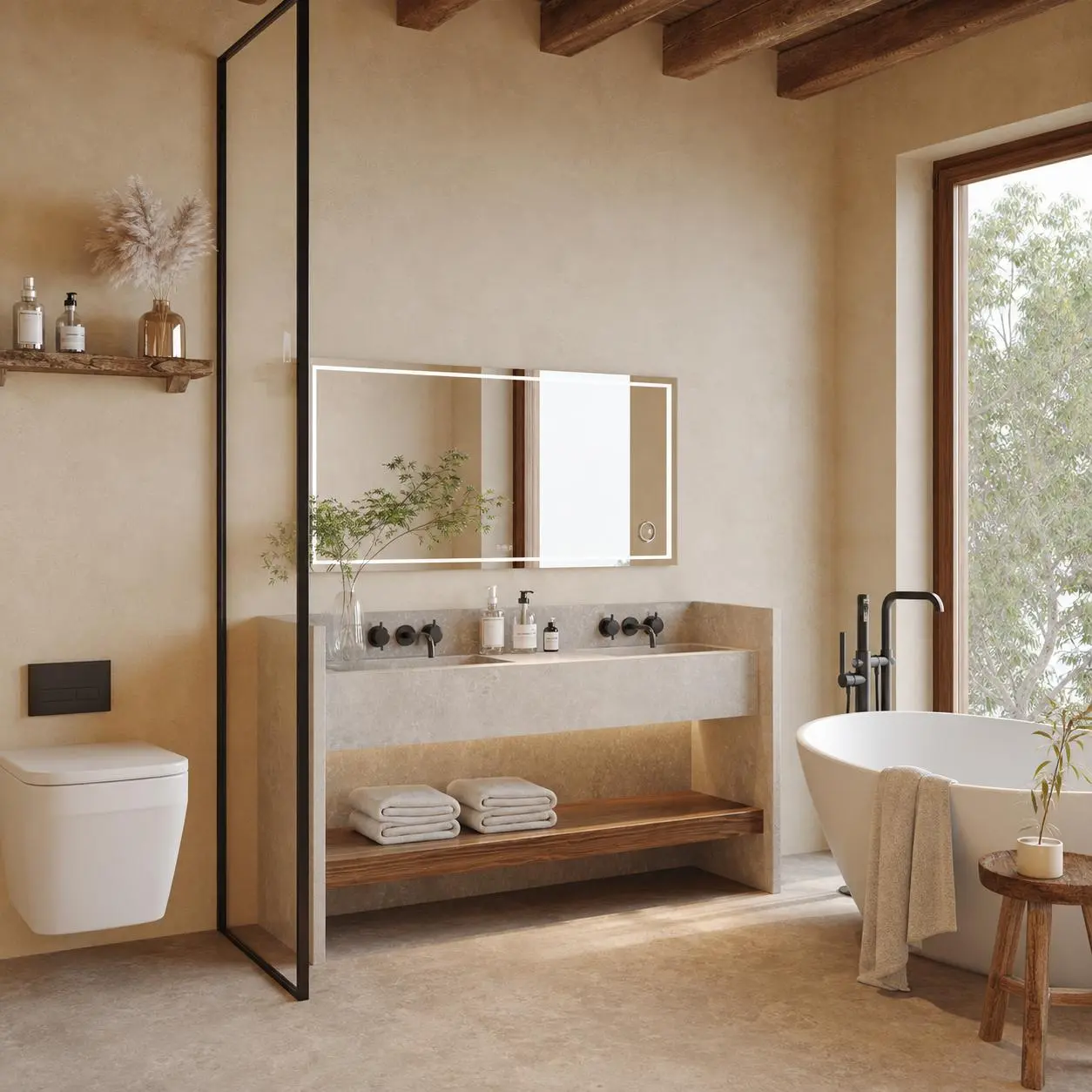 60x36 Inches Large Bathroom Mirror, Frameless Vanity Mirror with Led Lights, 3X Magnifier, Front Lit and Backlit, Anti-Fog, Wall-Mounted Mirror for Over Sink, Entryway, Bedroom