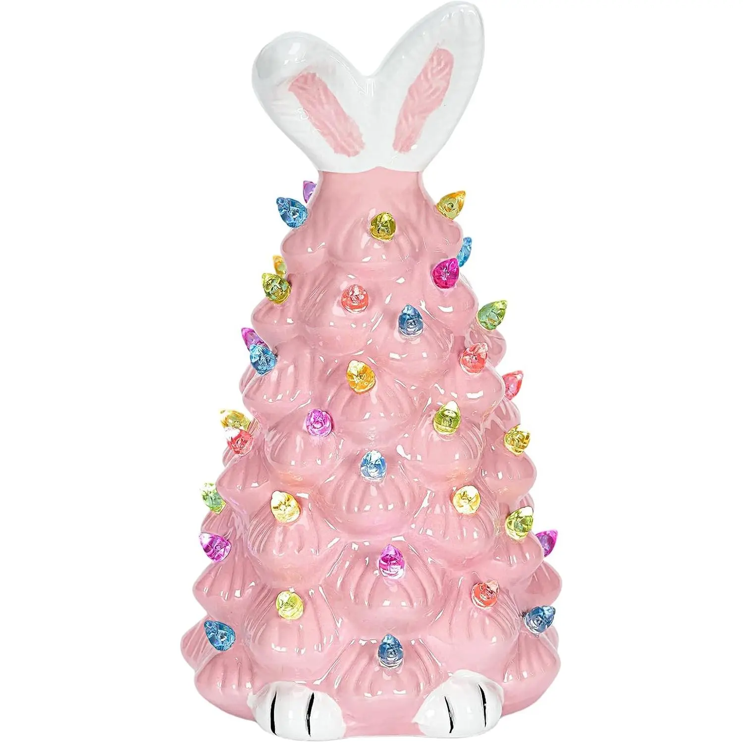 Cute Ceramic Easter Tree Bunny Decor, Light up Easter Bunny Decor Spring Decorations for Indoor Bedroom Office Decor Tabletop for  Gifts ()