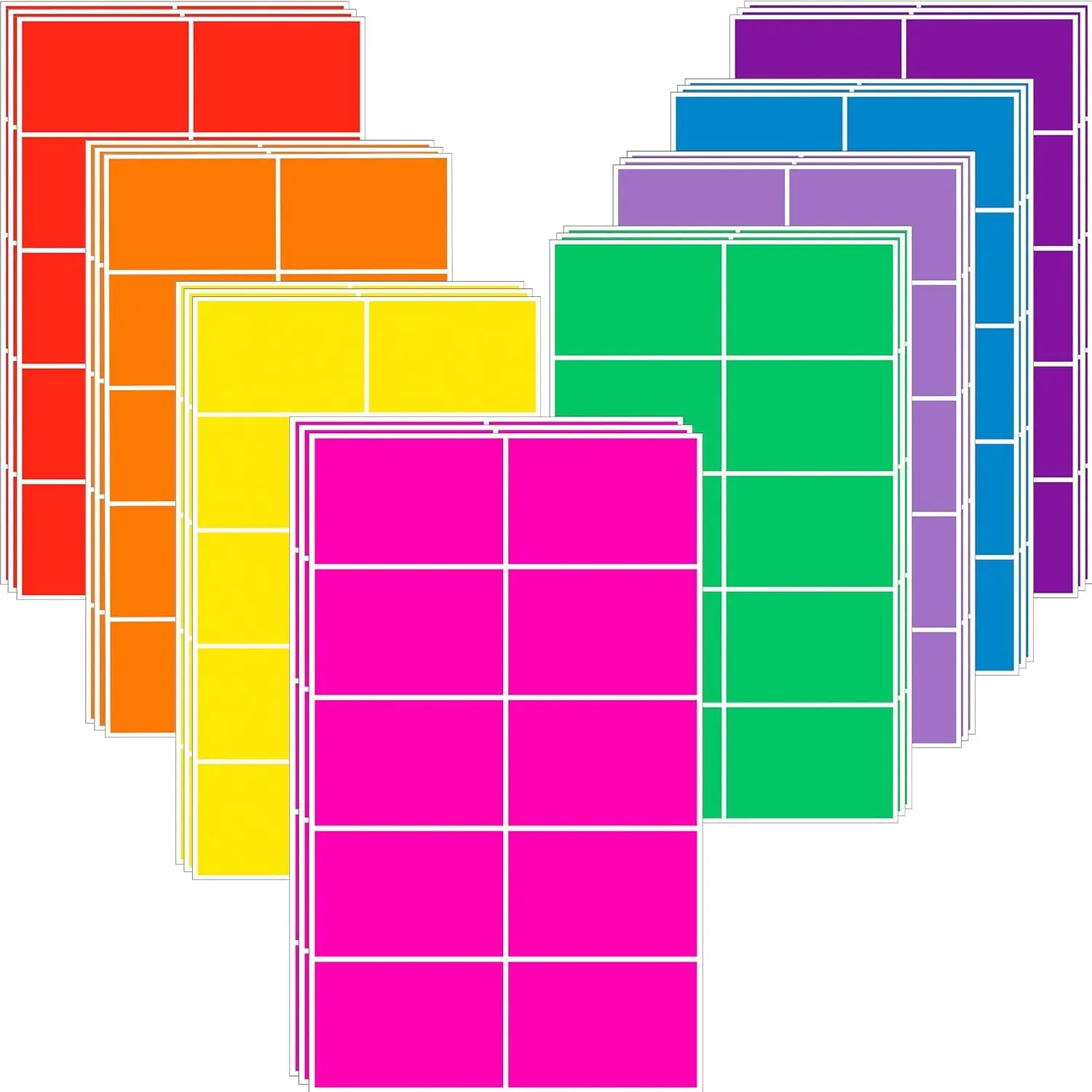Colored Labels Stickers 3 x 2 Inch Rectangular Moving Labels 8 Colors Large Color Coding Labels - 240 Pack