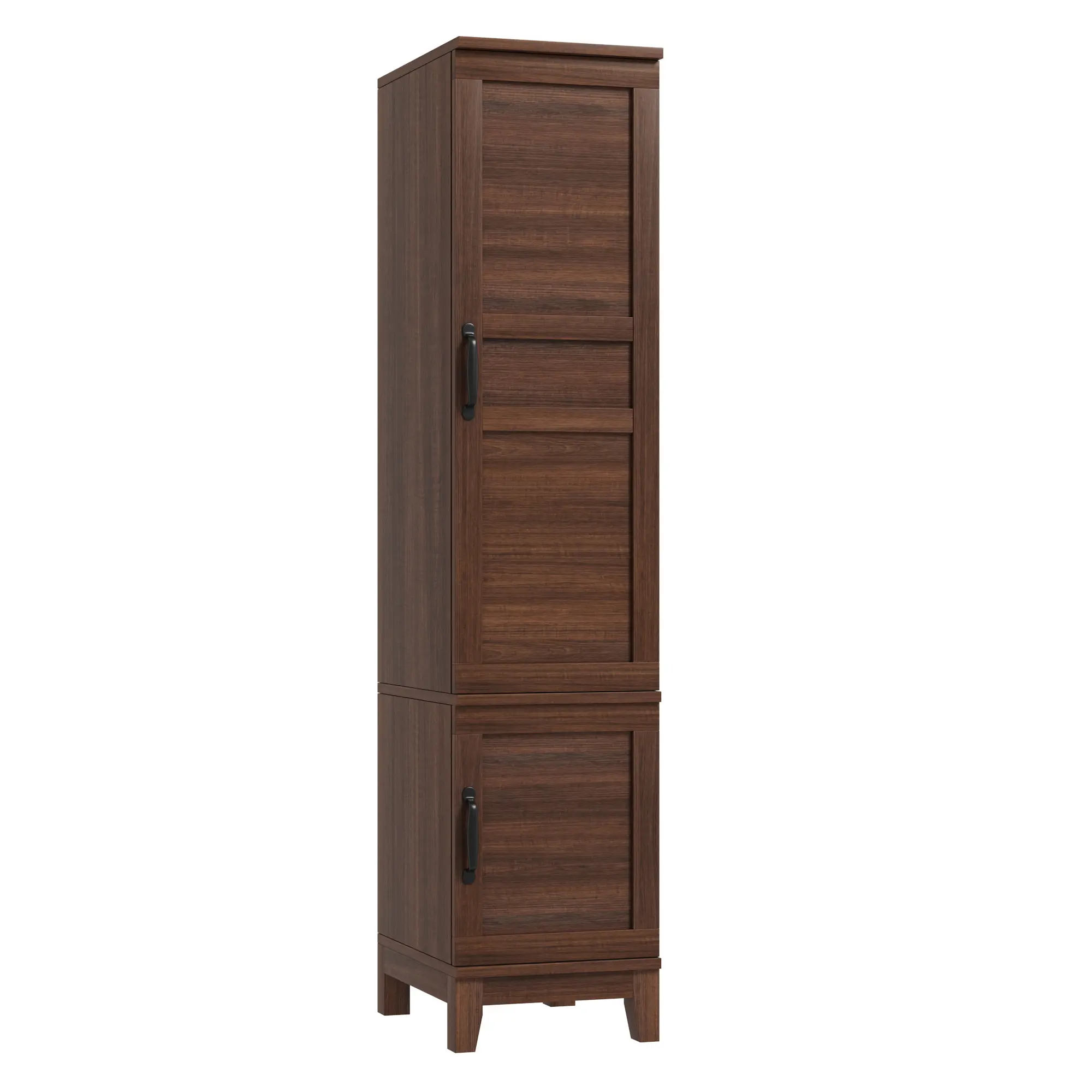 Garvee Space-Saving Wooden Wardrobe Closet – 72'' Tall Armoire with 2 Doors, Hanging Rod, 18 Adjustable Shelves – Narrow Bedroom Storage Cabinet for Clothes, Rustic White