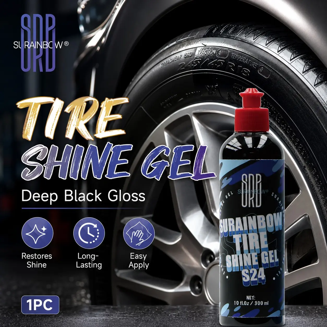 Car Tire Gloss Gel, Professional Auto Beauty High Shine Finish, Easy Application, Suitable for Car Wash Shops and Daily Tire Care