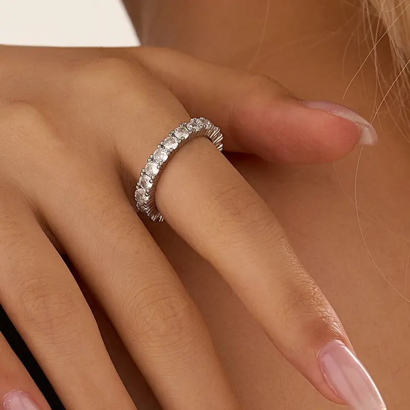 Elegant Rhinestone Decorated Ring, Cubic Zirconia Rings, Beautiful Rings, Fashion Accessories for Women & Men, Trendy All-match & Exquisite Jewelry for Birthday Gift