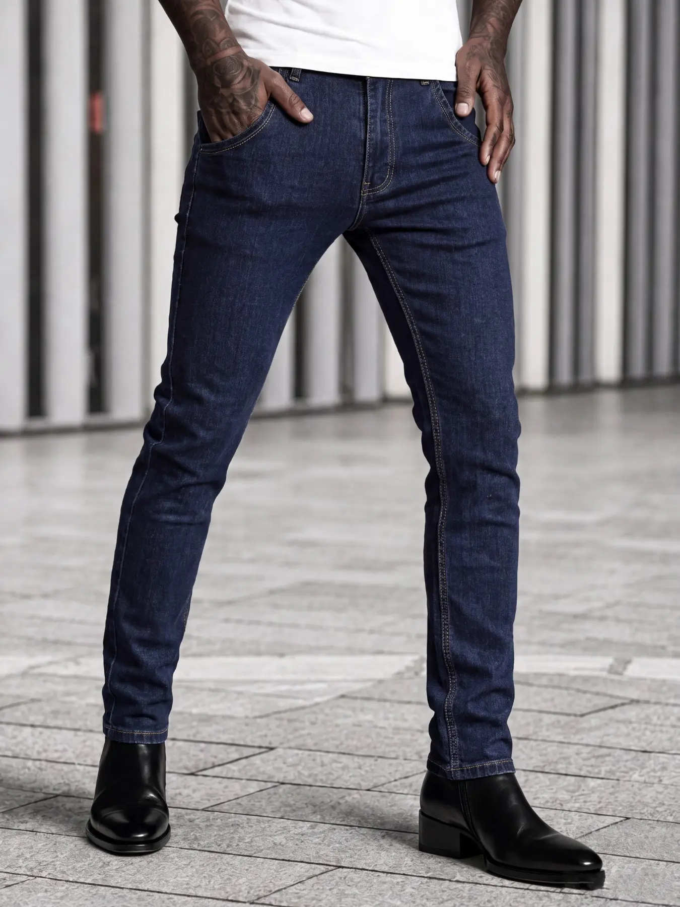 Men's Business Slim Fit Plain Jeans, Medium Stretch Soft Denim Fabric, Versatile All-Season Denim Pants for Office, Daily and Streetwear