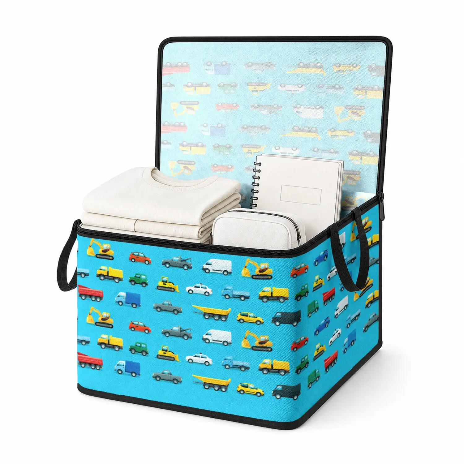 1pc Foldable Storage Box with Large Capacity, Durable Handle, Ideal for Tools, Clothes, Office, Garage, Moving, Reusable Organizer, Box Organiser