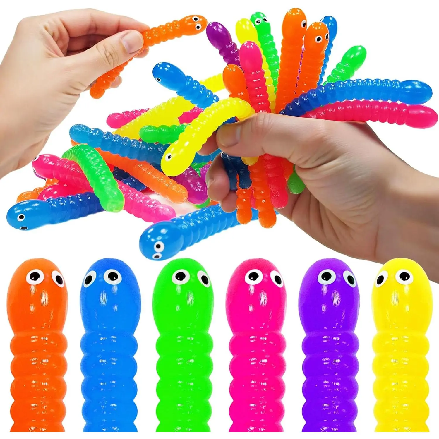 36 PCS Colorful Stretchy Strings Sensory Fidget Worm Toys Party Favors Pack for Kids & Adults Perfect Stocking Stuffers for Boys & Girlsfidget toys