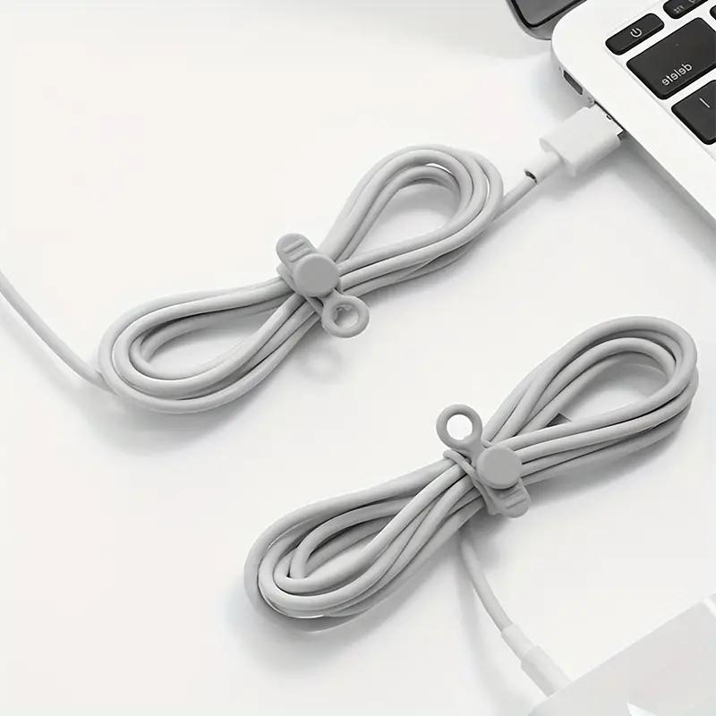 10pcs Reusable Silicone Cable Tie, Multipurpose Cable Organizer For Cords, Wires And Cables, Desk Organizer For Home And Office, Multifunctional Cable Tie