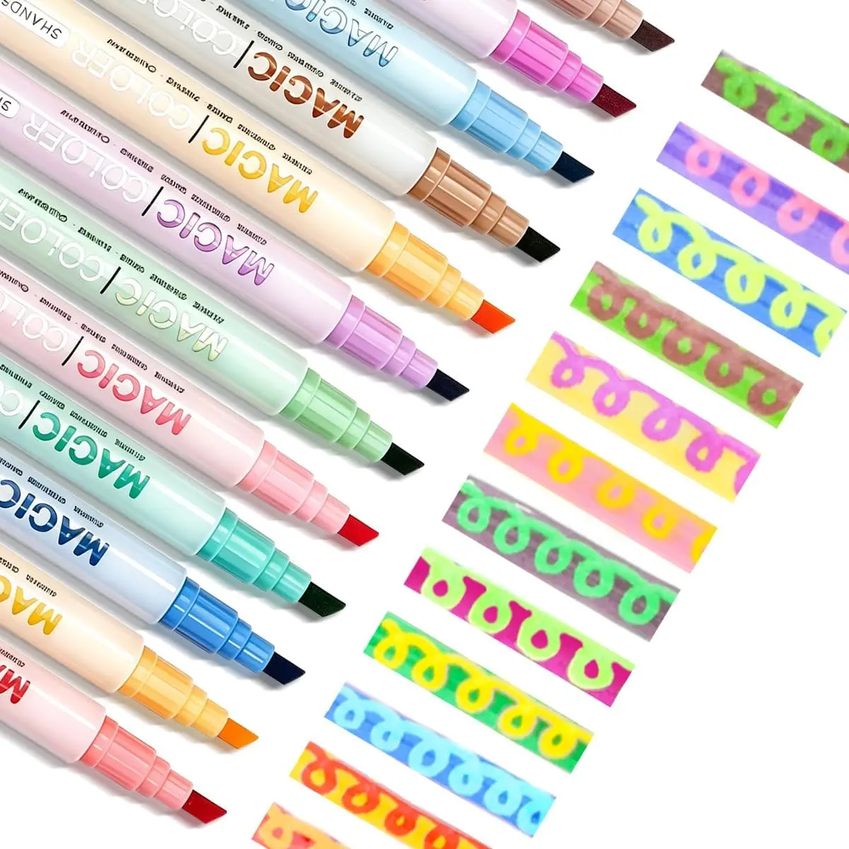 Magic Color Changing Markers,12 pack  Tip Highlighter Pens for Art Craft Coloring,Drawing, Sketching, Crafting