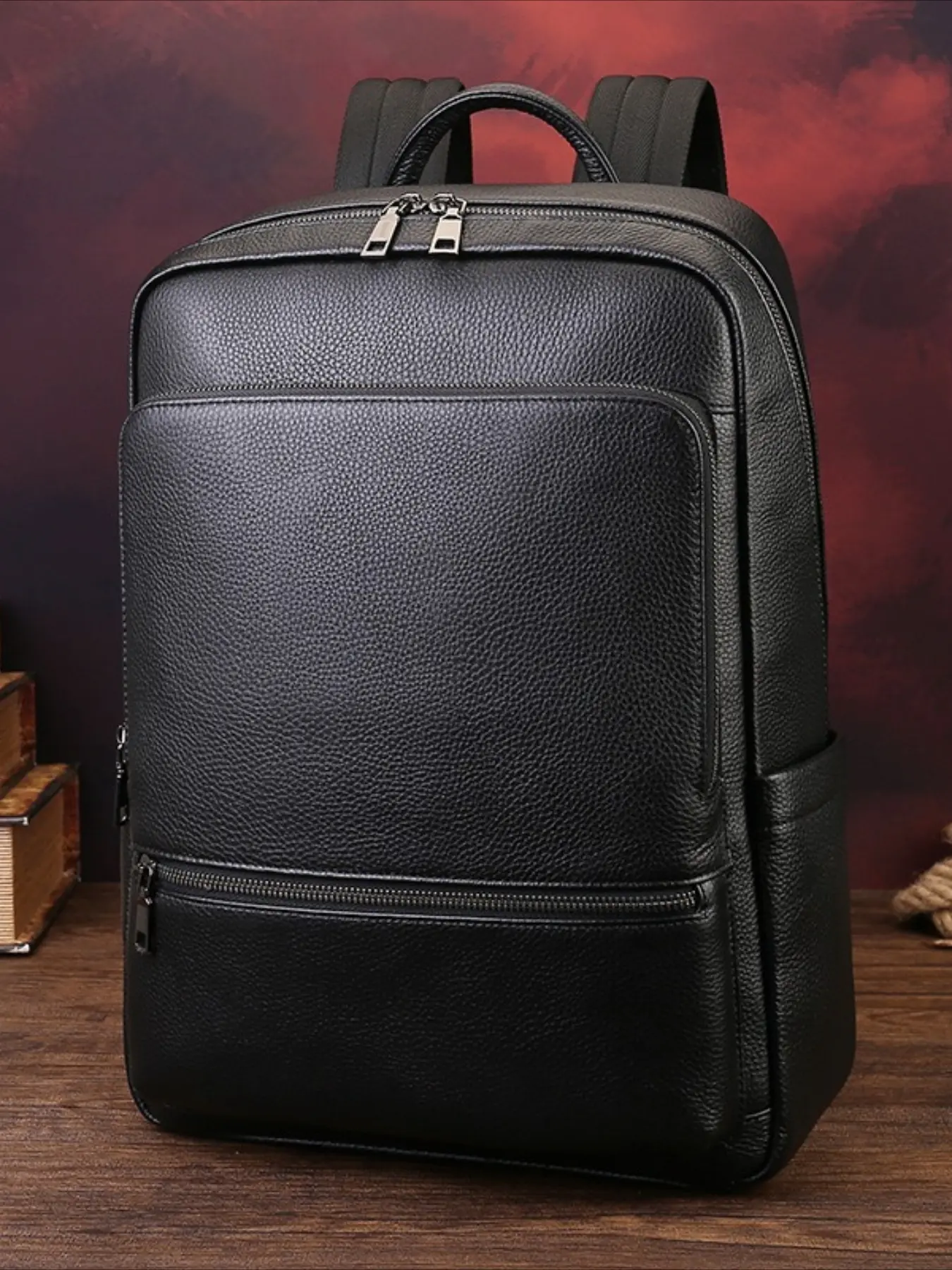 Corporate annual meeting gift backpack new men's leather business backpack large capacity backpack Leather laptop backpack
