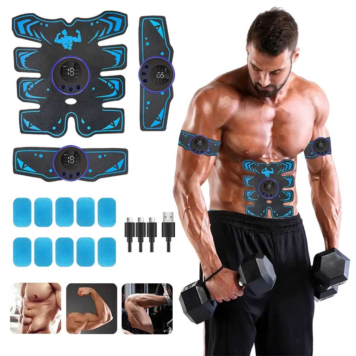 Abs Stimulator, Electronic Muscle Stimulator Trainer, Smart Wearable Abs Machine, for Abdomen, Arms, Legs, Get Abs While Watching TV