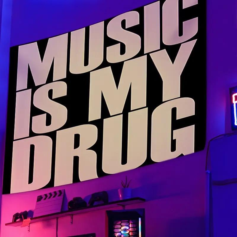 Music Is My Drug Flag, 3x5 Feet Outdoor Wall Banner, Dorm Room Decor for Bedroom & Study Room, Home Decoration Durable Decorative Tapestry for Indoor Use, Home Decor Supplies Decoration Items #GLOBAL PICKS