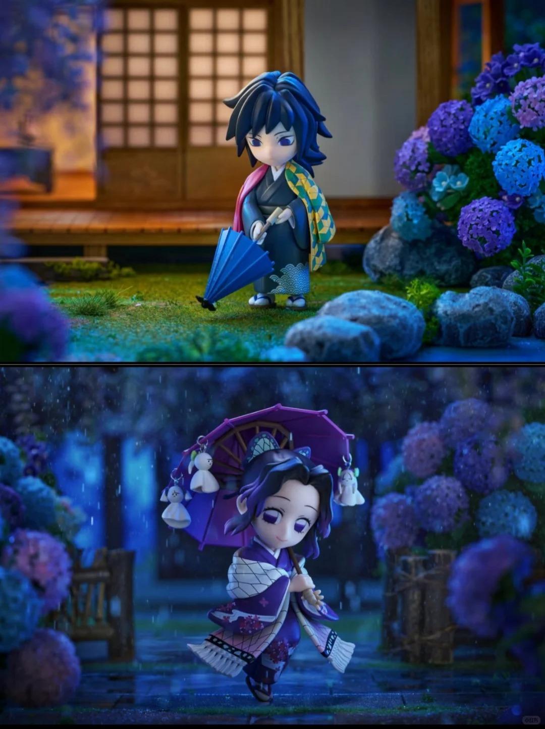 New Anime Figure Demon Slayer Figures Kimetsu No Yaiba Doll Plum Rain Series Blind Box Figurine Warrior Action Figure Model Toys