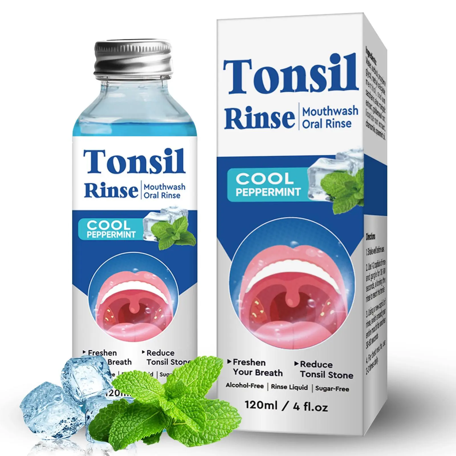 Oral Rinse for Tonsil Stone Care, Fresh Breath Mouthwash, Refreshing Daily Mouth Cleanser, Natural Formula for Oral Hygiene and Dry Mouth Comfort, 120ml