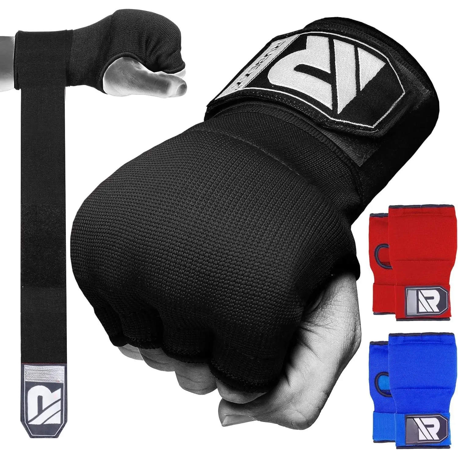 Slip  Boxing Hand Wraps Padded Thick Knuckle Inner Gloves 36 inches Elastic Wrist Strap Quick Wrap Under Mitts for Martial Arts, Muay Thai, MMA, Kickboxing Men Womem