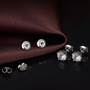 12PCS Real 925 Silver Earring Backs Replacements, 18K White , Secure Ear Locking for Stud Nut for Posts, 6mm