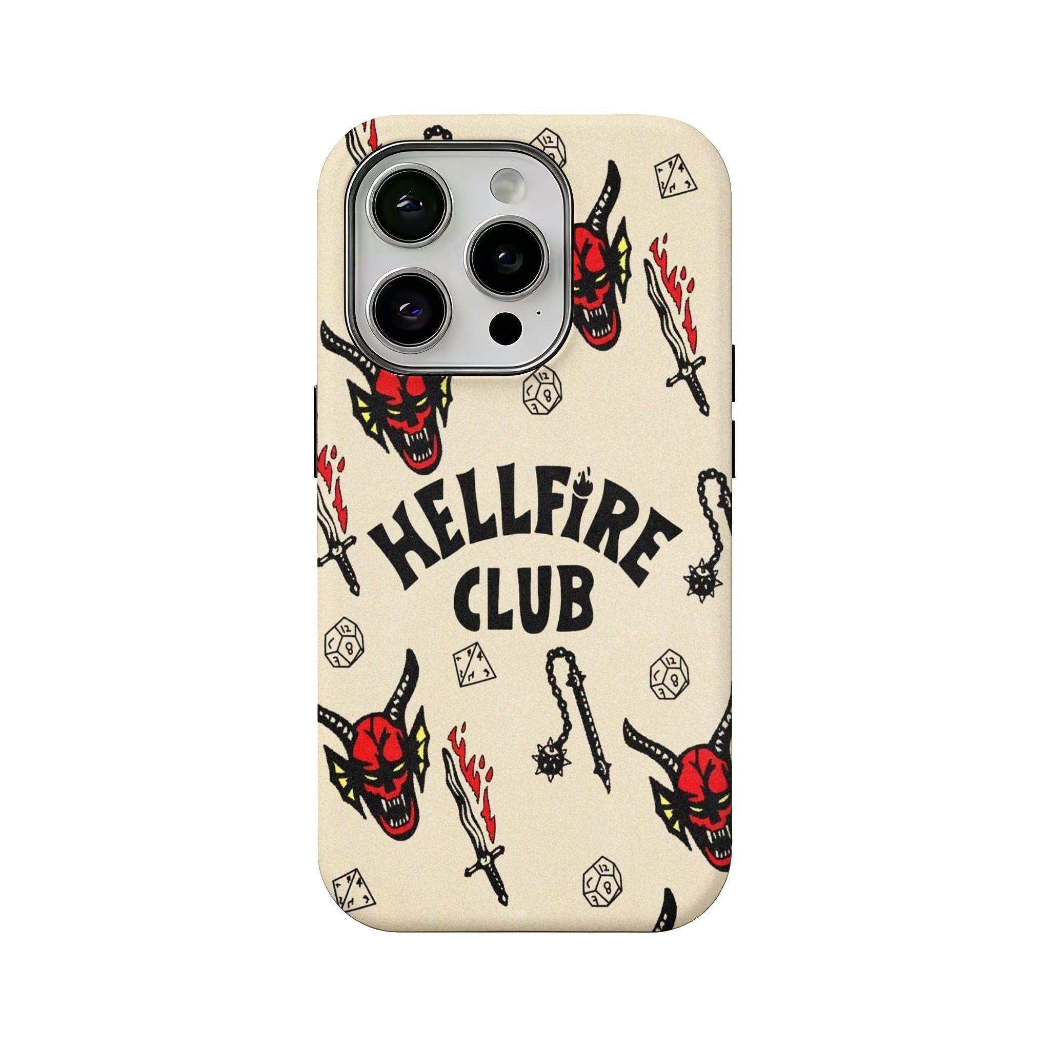 Hellfire Club Pattern 2-in-1 Film-Integrated Phone Case — Compatible with iPhone 12, 13, 14, 15, 16, 17 Series — Personalized & Creative Design, Drop-Resistant Protective Cover with Glossy Finish
