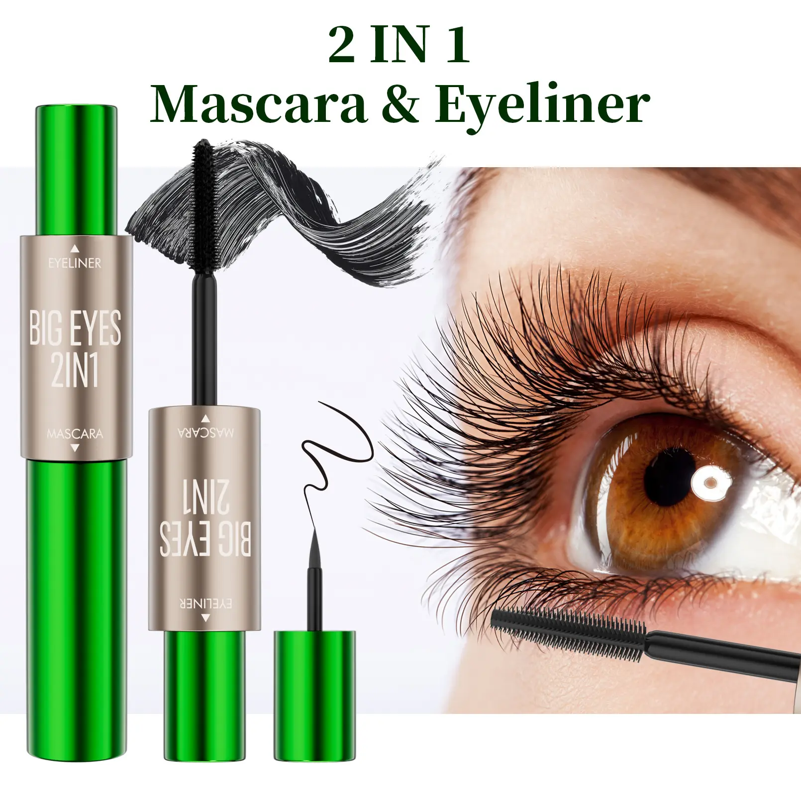 Double ended mascara waterproof long lasting volumizing curling no clumping smudge proof dual ended lash extension mascara for daily party makeup