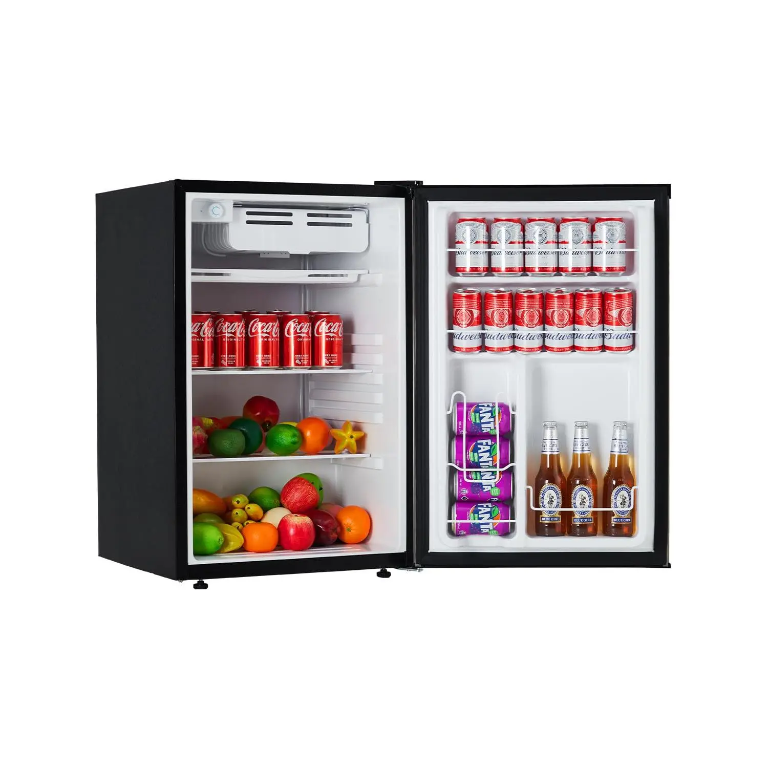 4.5 Cubic Foot Mini Refrigerator Freezer Combo, Low Noise Energy Saving Fridge with Custom Storage Layout LED Lighting Reversible Door, Compact Cooling Appliance for Dorm Apartment Office Home Bar Garage
