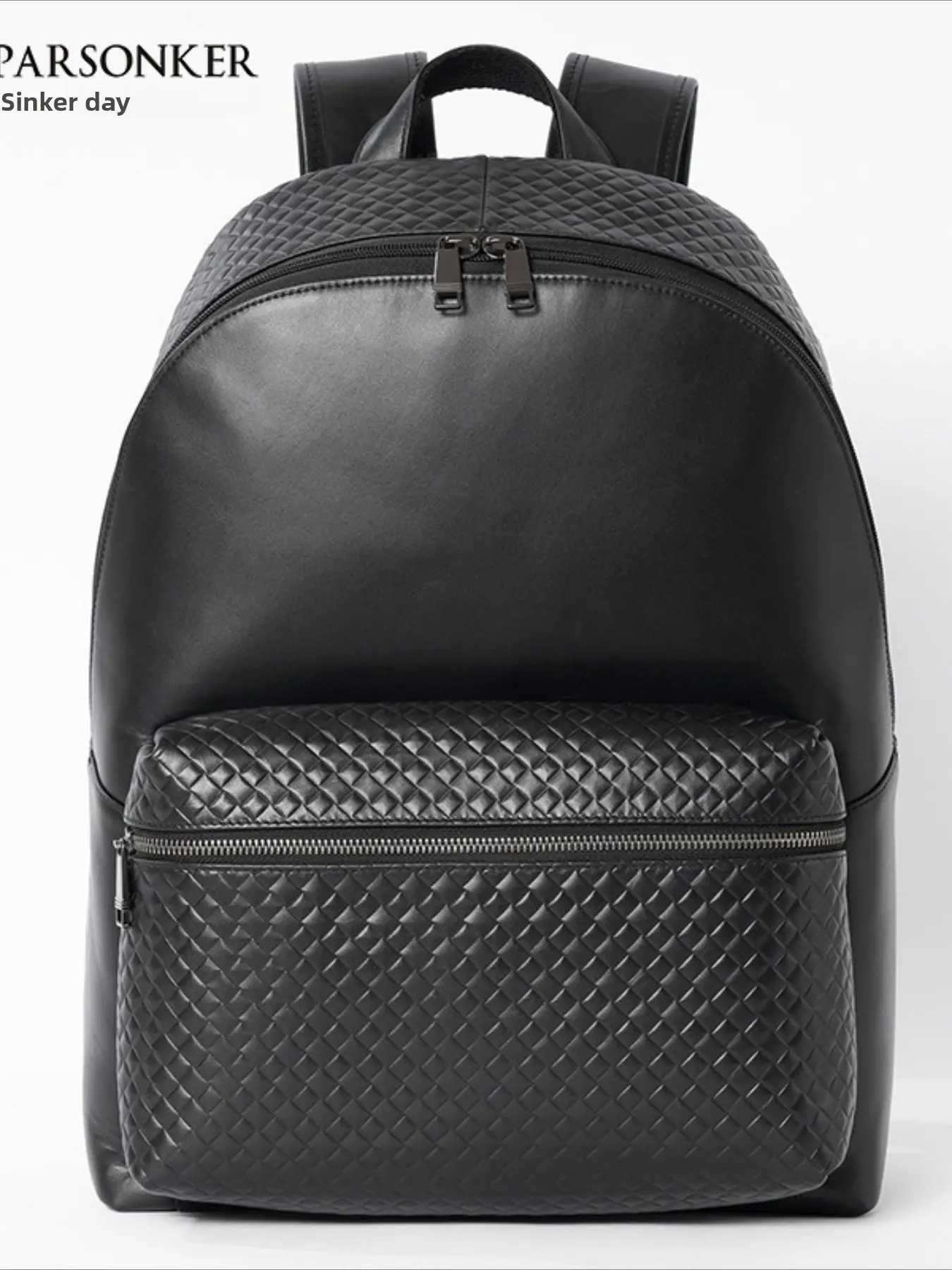 New embossed woven first layer cowhide backpack men's genuine leather backpack texture fashionable large-capacity computer bag Laptop Backpacks