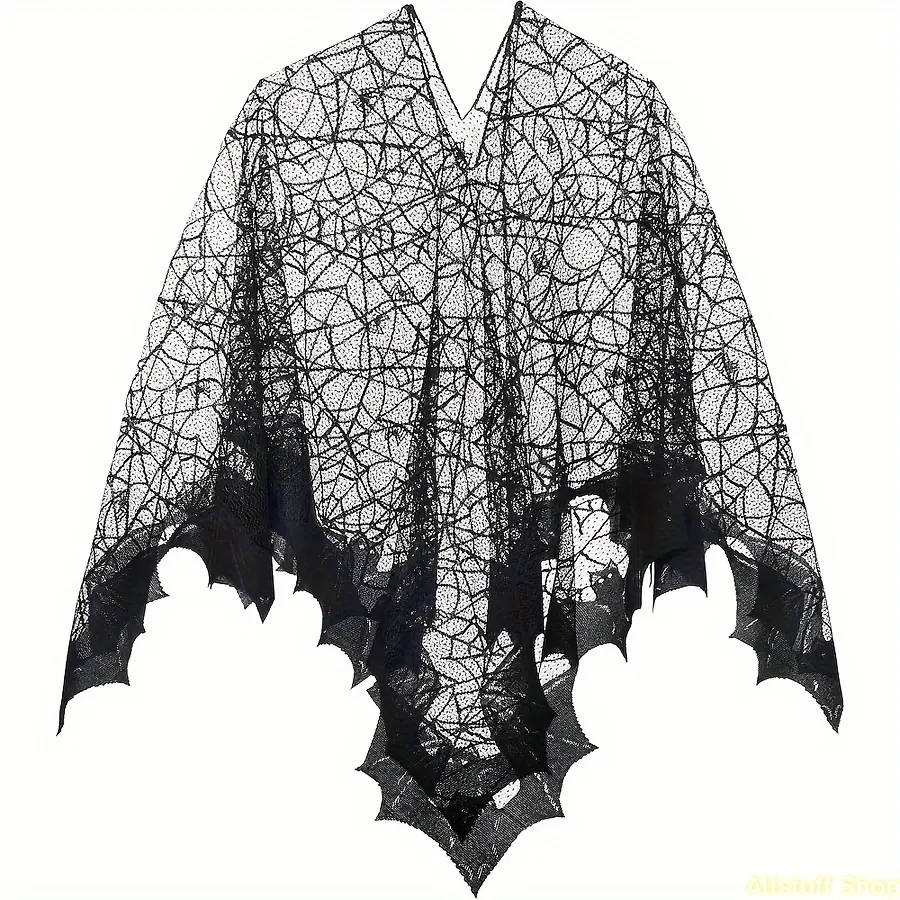 Women's Black Magic Spider Web Bat Cloak - Halloween Horror Gentle Shawl, Machine Washable Sports & Outdoor Costume Accessory, Accessories, Women's Clothes, Web Pattern, Shawl Cloak, Long, Cosplay Halloween, Costume Prop, Horror Theme, Scary/Creepy