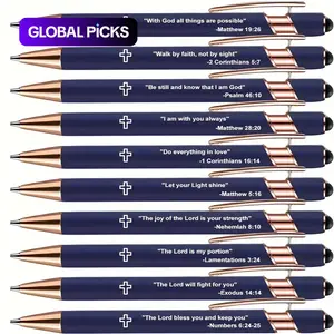 10 Inspirational Bible Verse Writing Pens, 2-In-1 Smooth Writing, Adjustable Ink Flow, Metal Structure, Stationery Writing Tools, Bible Study Supplies, Ideal for Church & Easter Gifts #GLOBAL PICKS