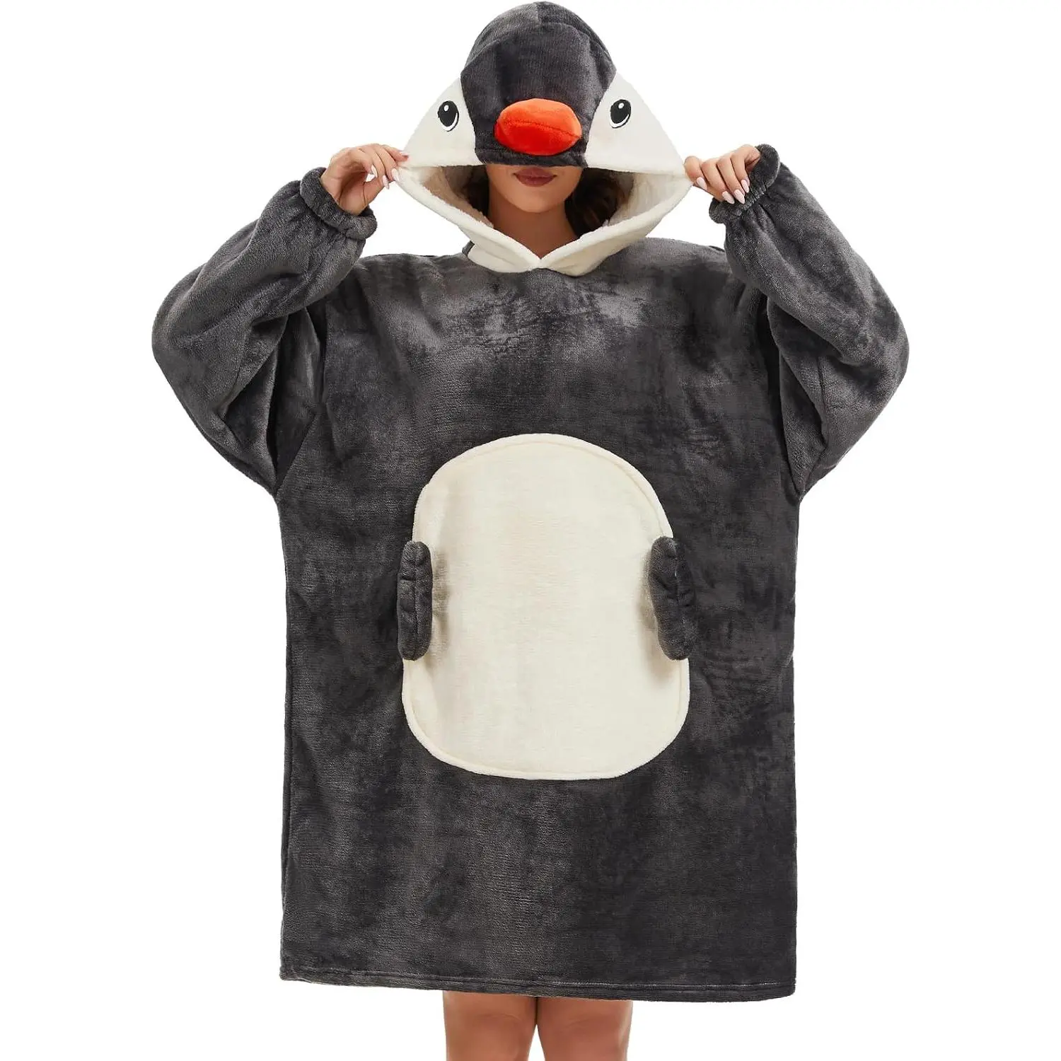 Blanket Hoodie  Sherpa Pullover Panda Wearable Blanket Unisex Adult  Sweatshirt  Women Men Teen
