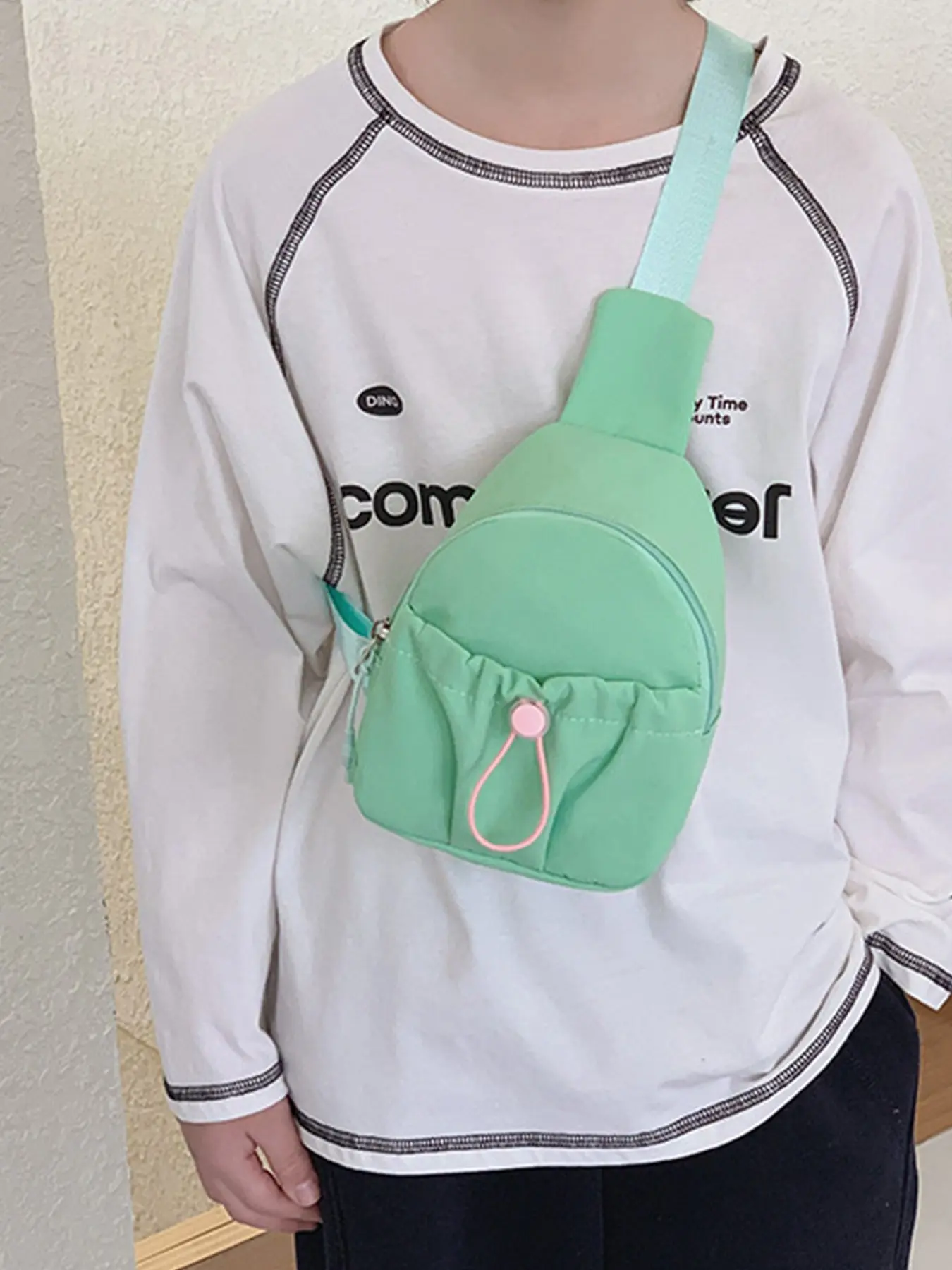 1pc Boys Girls Outdoor Casual Crossbody Bag, Simple Solid Color Wallet, Single Shoulder Backpack, Kids Fashion Accessory, Zipper Crossbody Bag