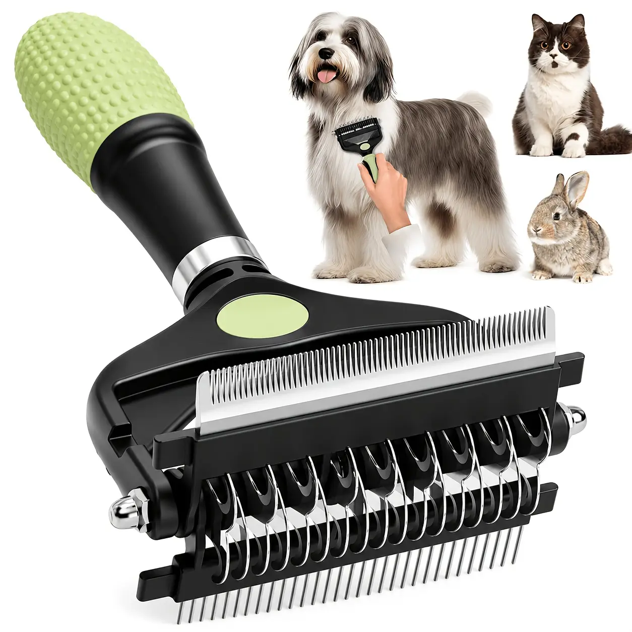3-in-1 Professional Pet Grooming Brush for Dogs & Cats | Dematting Comb, Undercoat Rake & Hair Remover Tool for Long & Short Hair, Heavy Shedding & Matted Fur | Premium Christmas Gift for Pet Owners