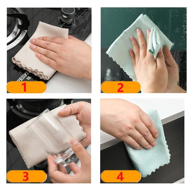 10-1PC Microfiber Washing Dish Cloth Cleaning Towel Super Absorbable Window Glass Cleaning Cloth Kitchen Anti-grease Wiping Rags